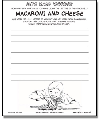 Preview of Word Builder - Macaroni and Cheese