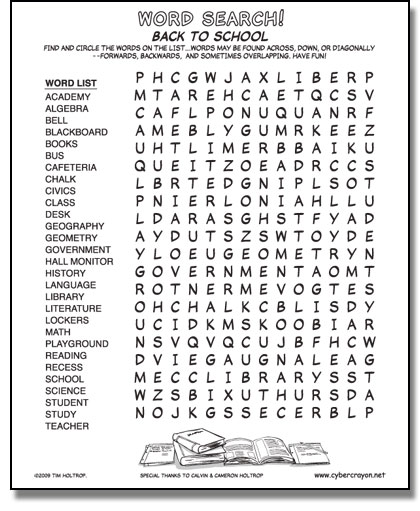 Preview of Word Search - Back to School