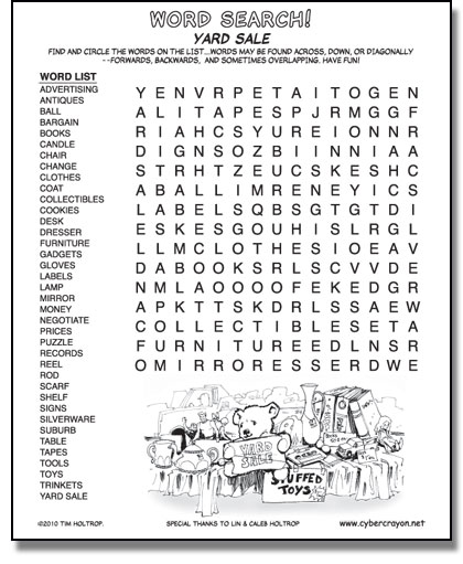 Preview of Word Search - Yard Sale