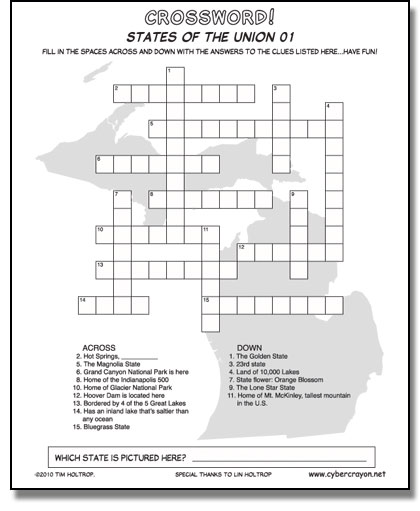 Preview of Crossword - States of the Union 01