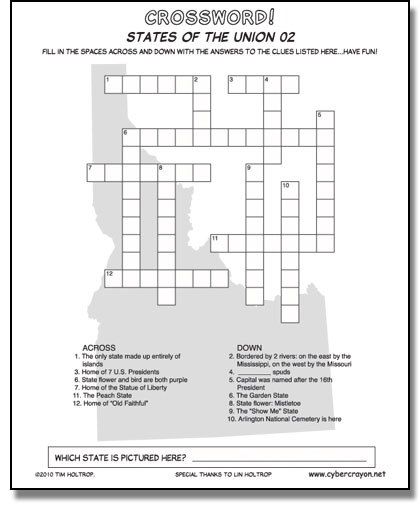 Preview of Crossword - States of the Union 02