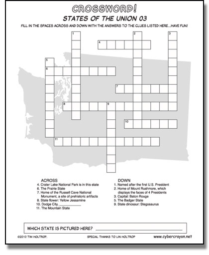 Preview of Crossword - States of the Union 03