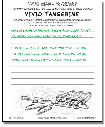 Preview of answers to How Many Words - Vivid Tangerine