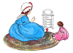 Illustration for the nursery rhyme, Baby Dolly, by Blanche Fisher Wright - from The Real Mother Goose