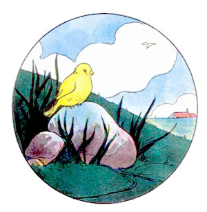 Illustration for the nursery rhyme, Two Birds, by Blanche Fisher Wright - from The Real Mother Goose