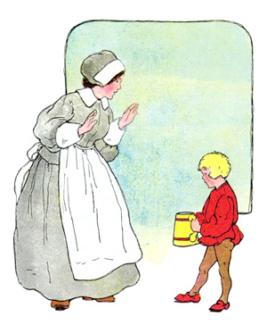 Illustration for the nursery rhyme, Blue Bell Boy, by Blanche Fisher Wright - from The Real Mother Goose
