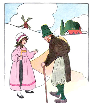 Illustration for the nursery rhyme, The Girl in the Lane, by Blanche Fisher Wright - from The Real Mother Goose