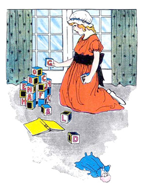 Illustration for the nursery rhyme, The Alphabet, by Blanche Fisher Wright - from The Real Mother Goose
