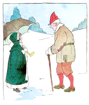 Illustration for the nursery rhyme, One Misty Moisty Morning, by Blanche Fisher Wright - from The Real Mother Goose