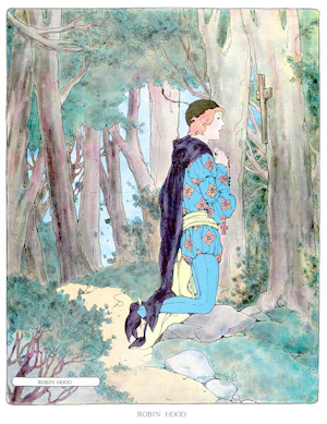 Illustration for the nursery rhyme, Robin Hood and Little John, by Blanche Fisher Wright - from The Real Mother Goose