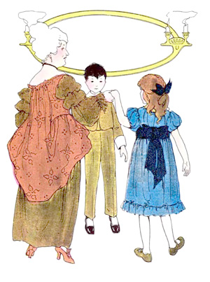 Illustration for the nursery rhyme, The Old Woman from France, by Blanche Fisher Wright - from The Real Mother Goose