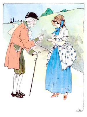Illustration for the nursery rhyme, The Old Man, by Blanche Fisher Wright - from The Real Mother Goose