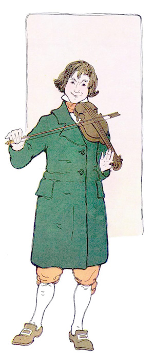 Illustration for the nursery rhyme, Jack and His Fiddle, by Blanche Fisher Wright - from The Real Mother Goose